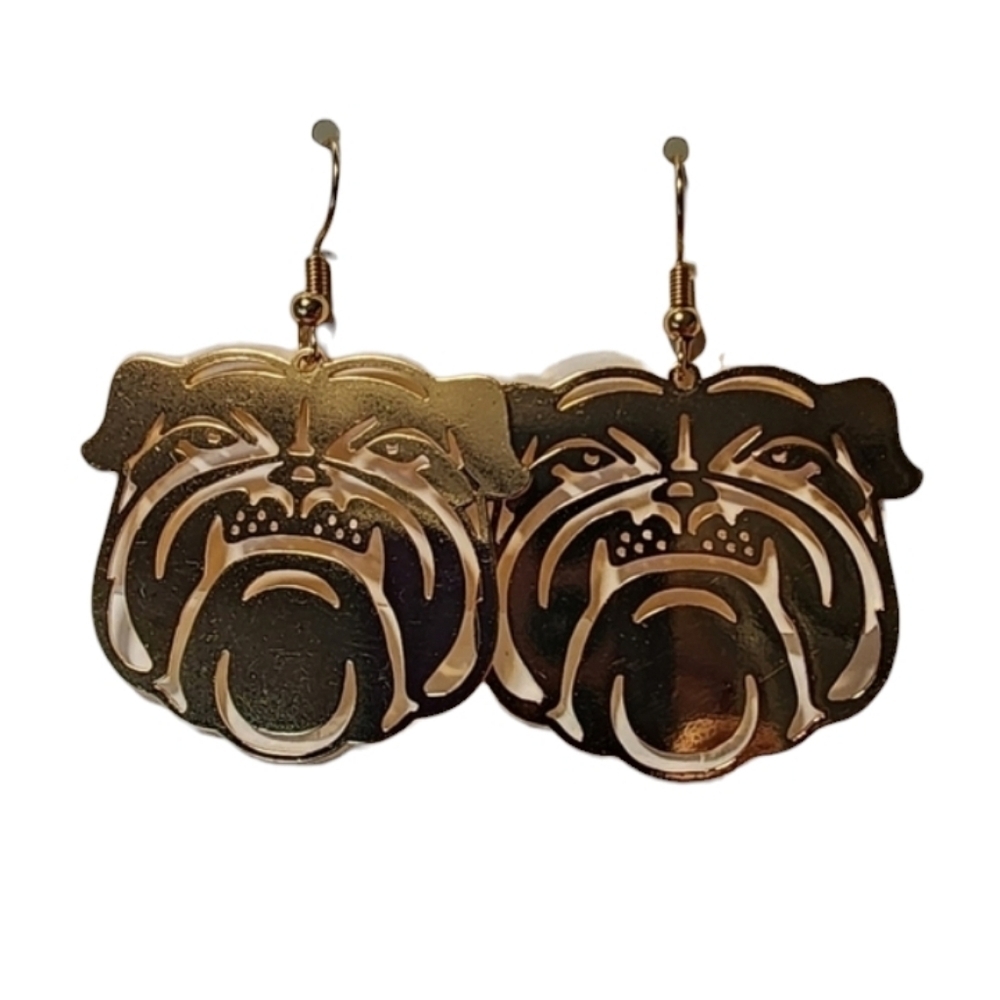 Georgia Bulldog Goldtone Earrings 1.5"